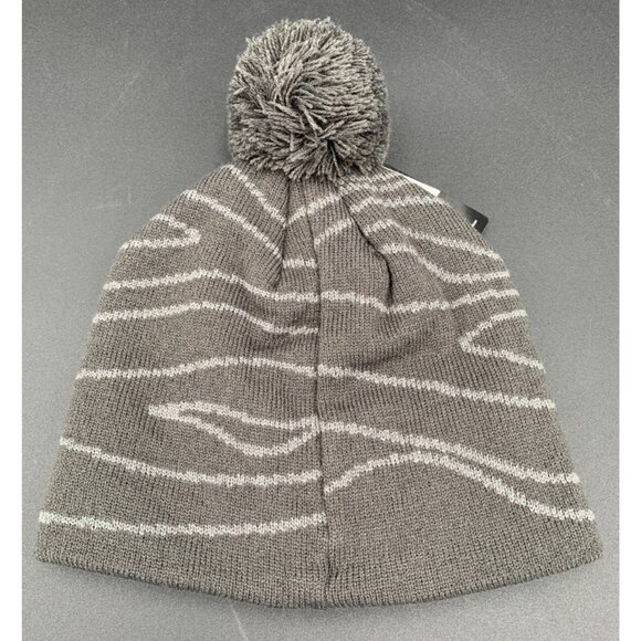 PGA Tour Pom Beanie Hat Gray Striped Design Knit Warm Winter Accessory - Picture 2 of 2